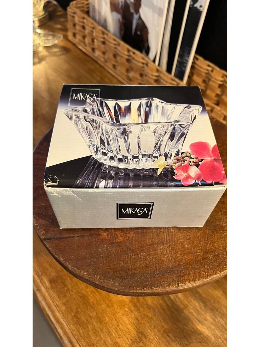 Vintage Mikasa 5" Crystal Votive Candle Holder Starburst Original Box